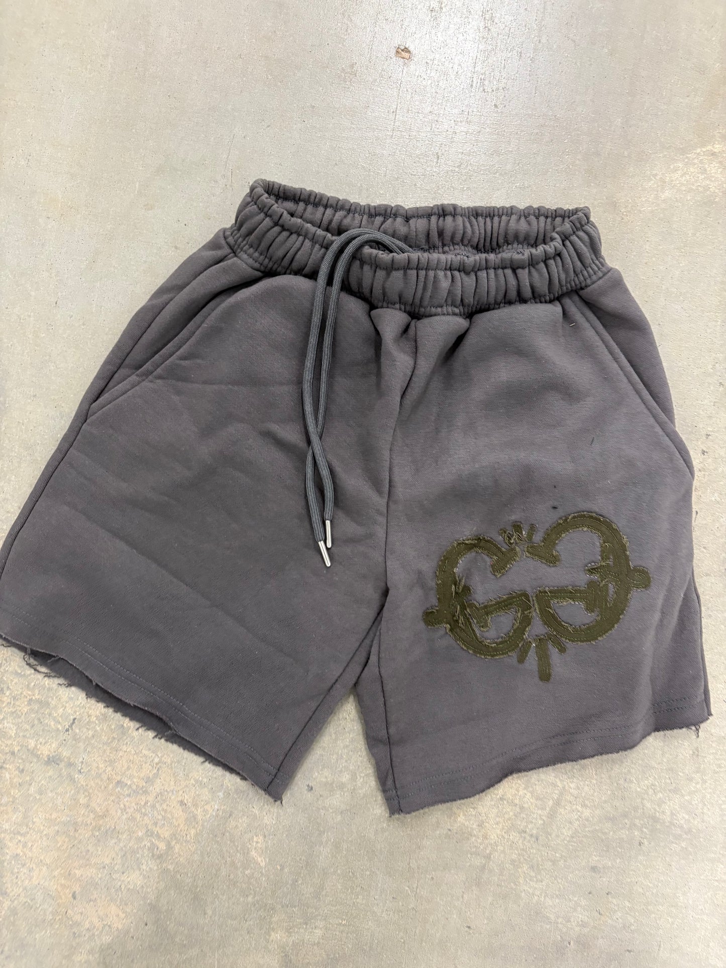 083 Monogram Raw Edge Fleece Shorts